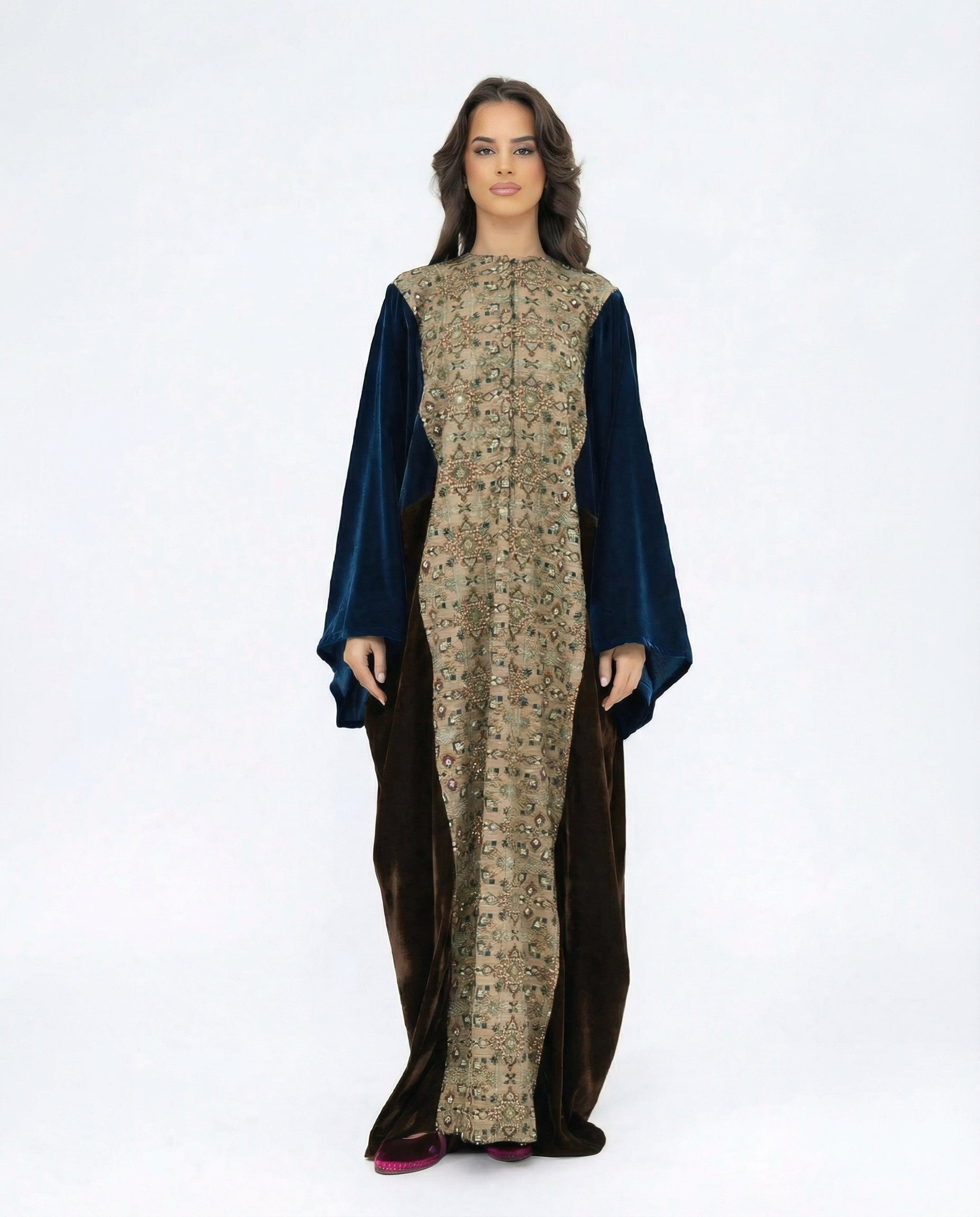 Contrast Velvet Kaftan