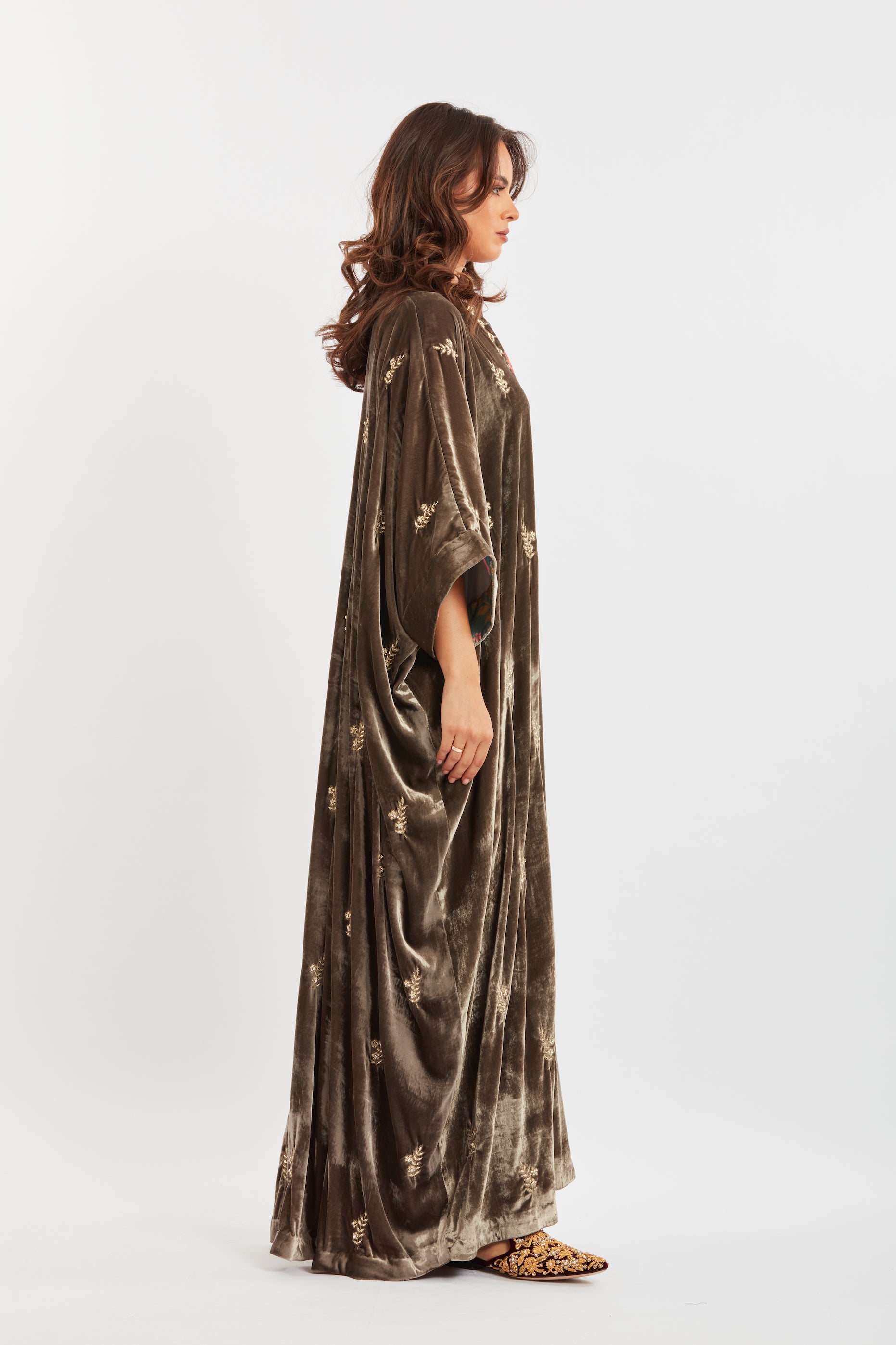 Embroidered Velvet Kaftan