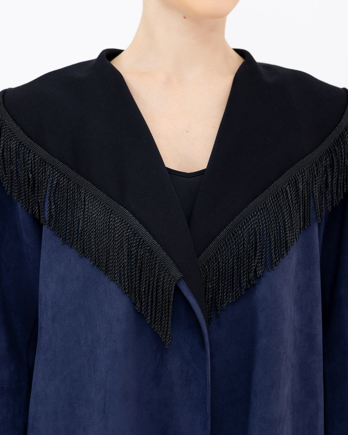 Navy Suede Tasseled Abaya