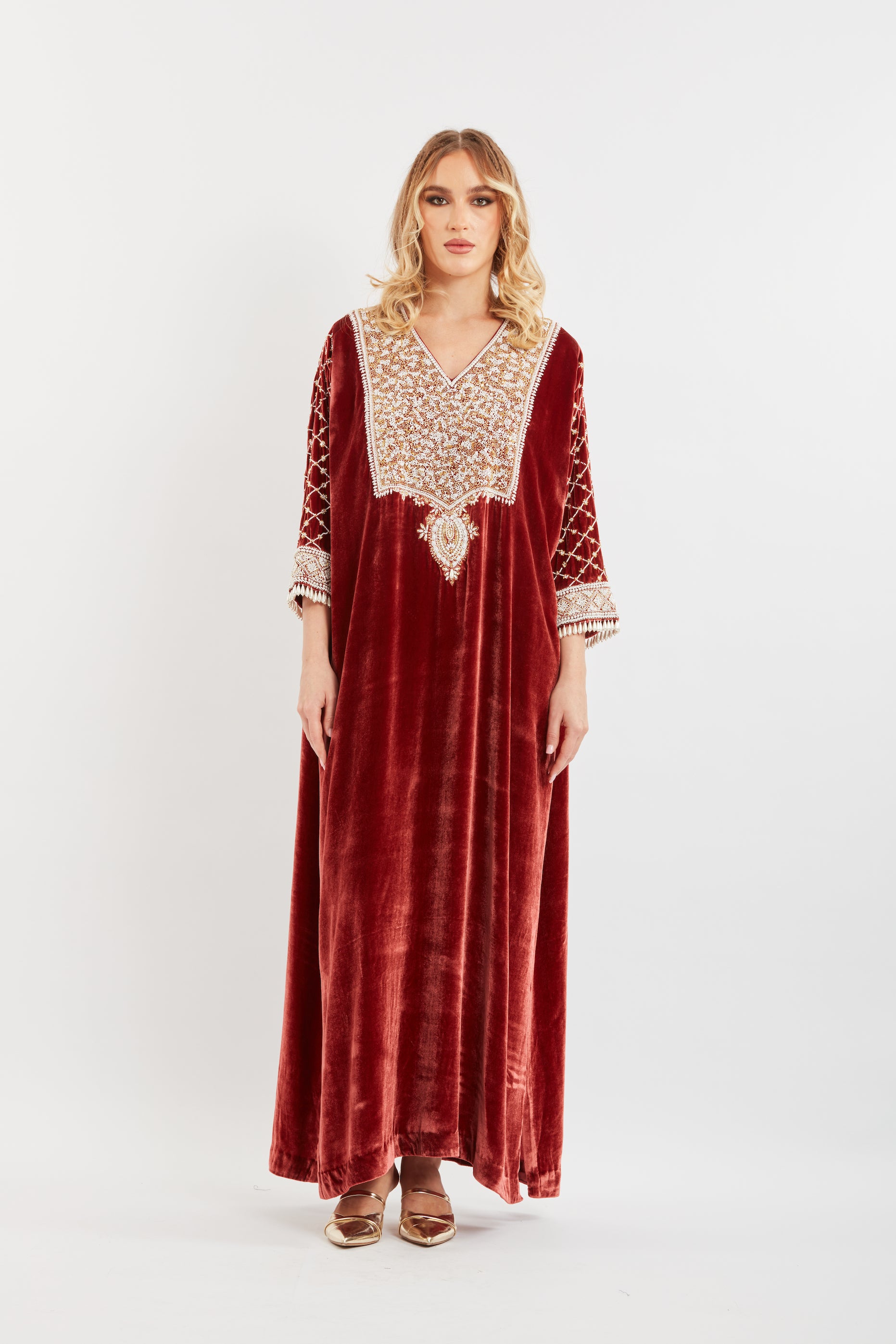 Embroidered Velvet Kaftan