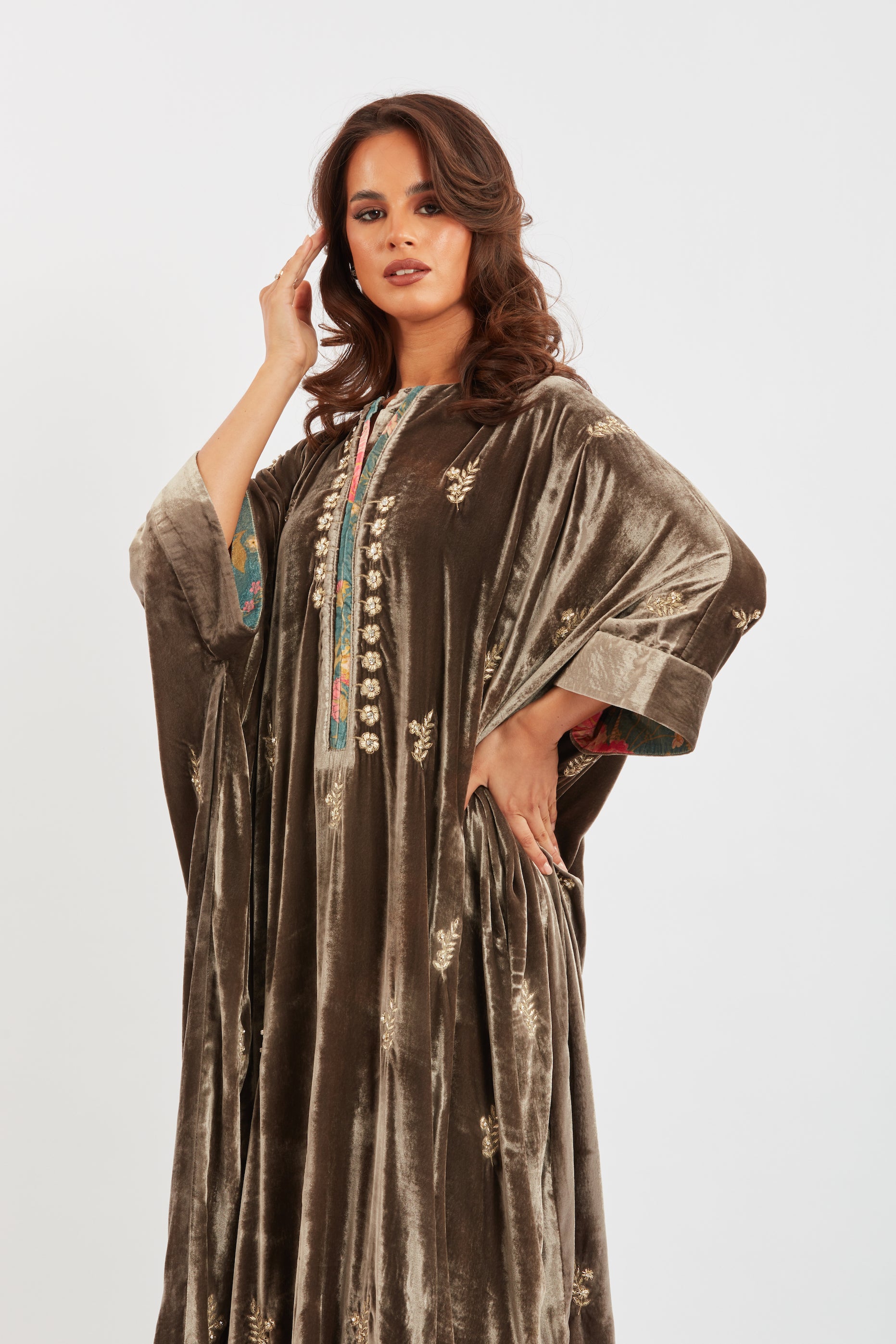 Embroidered Velvet Kaftan