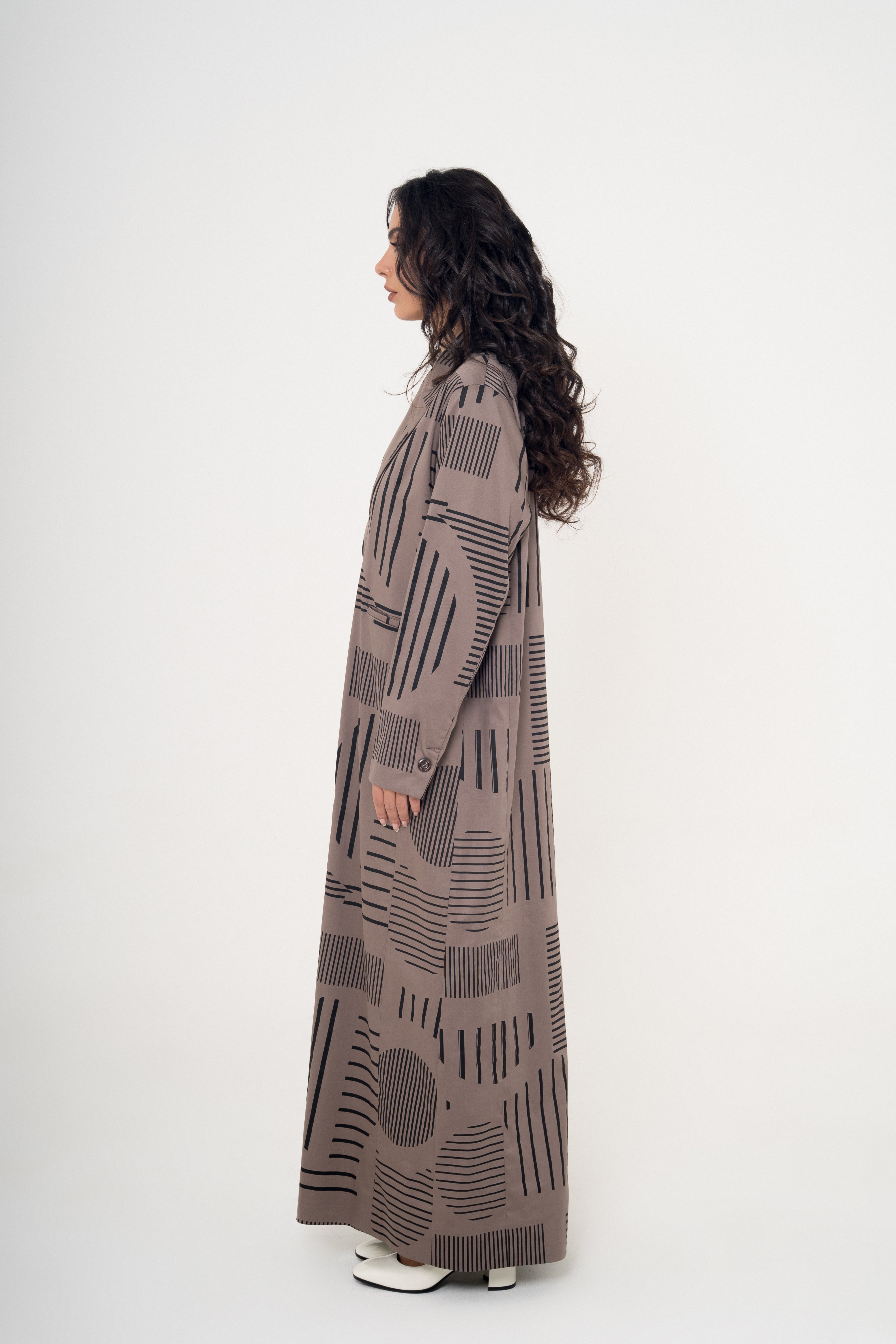 Geometric Print Blazer Cut