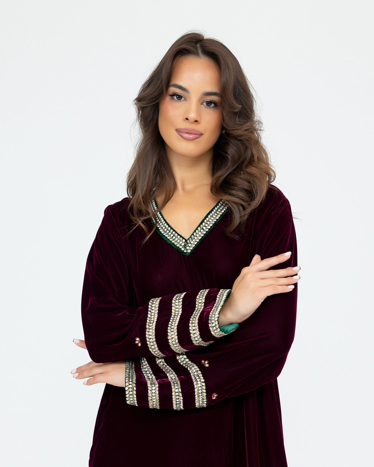 Embroidered Velvet Kaftan