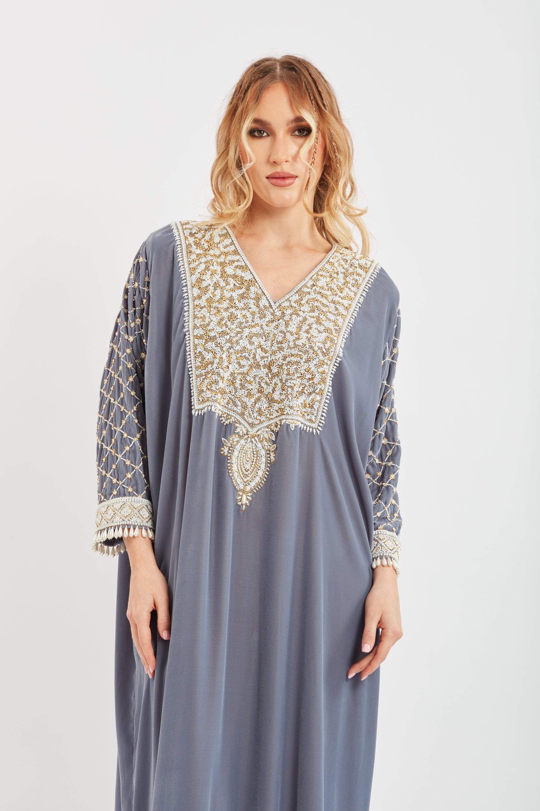 Embroidered Velvet Kaftan