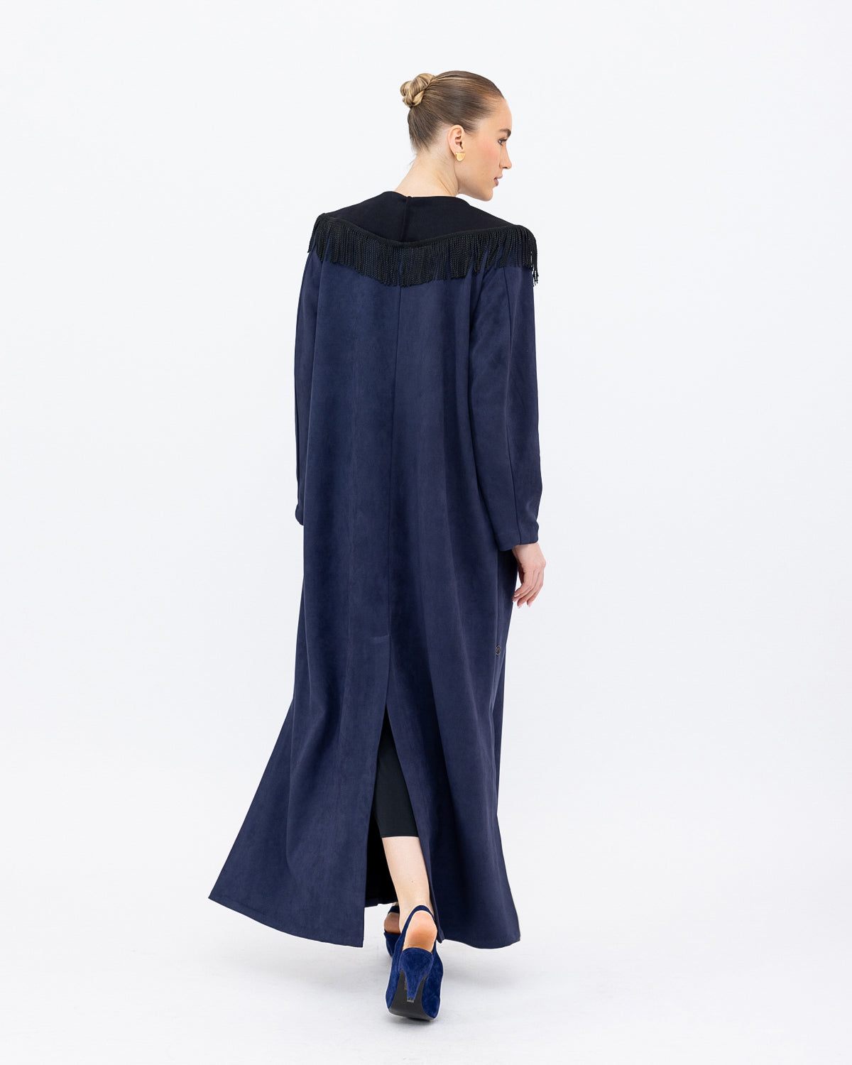 Navy Suede Tasseled Abaya