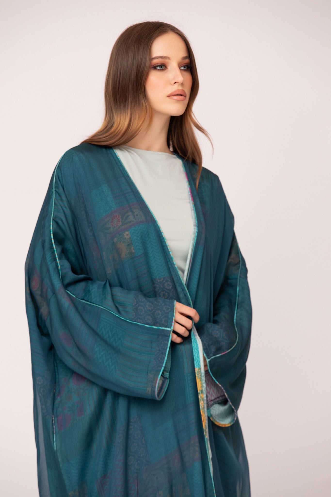 Abaya with Printed Lining