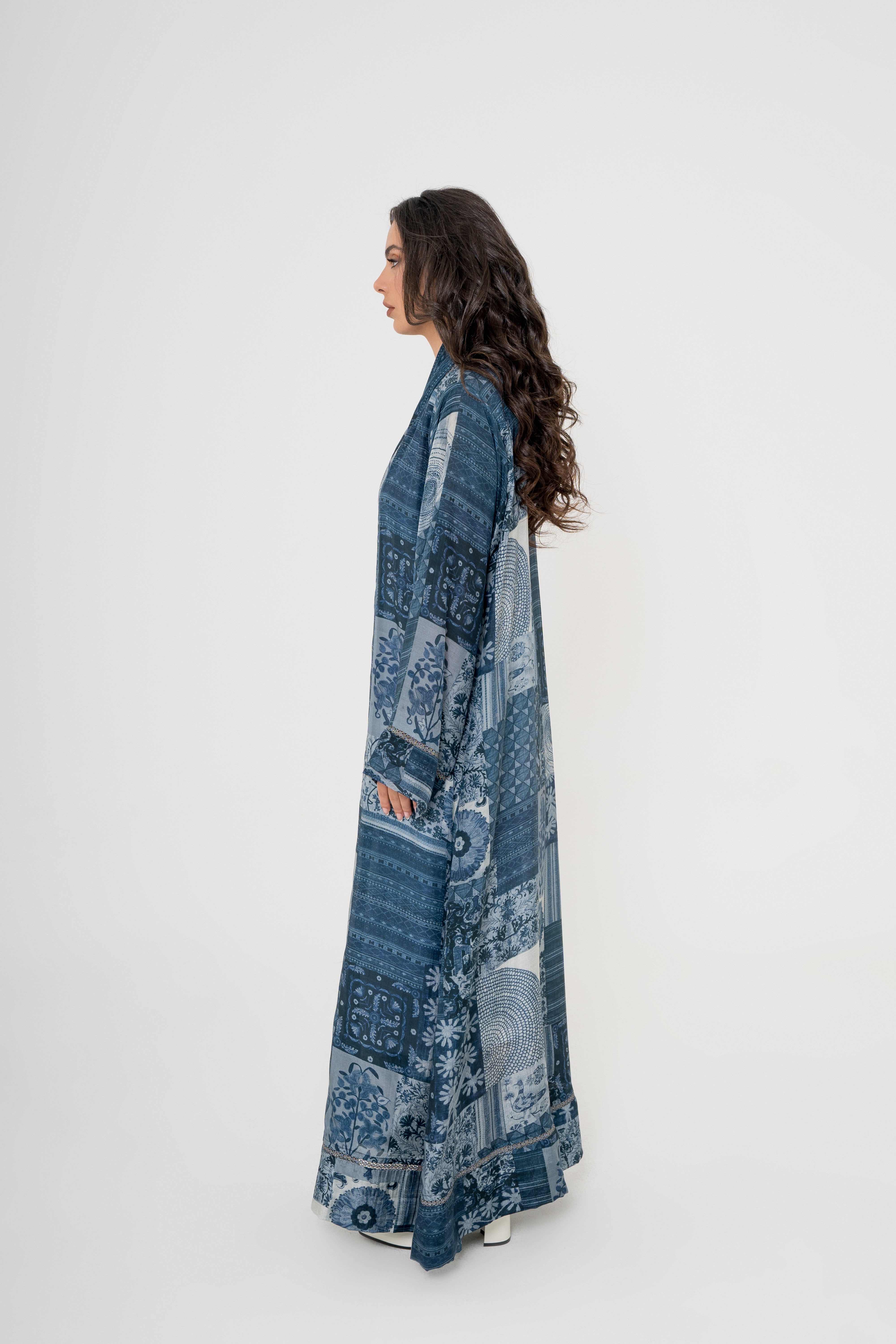 Indigo Block Printed Abaya