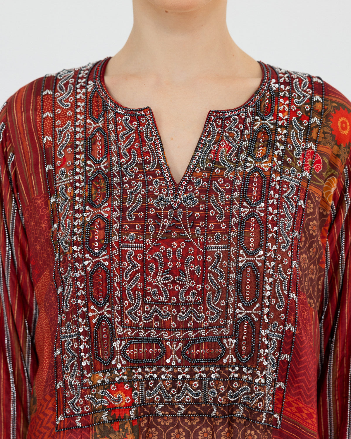 Printed Embroidered Kaftan