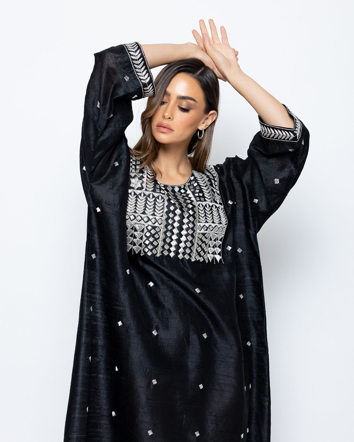 Raw Silk Embroidered Kaftan image 2