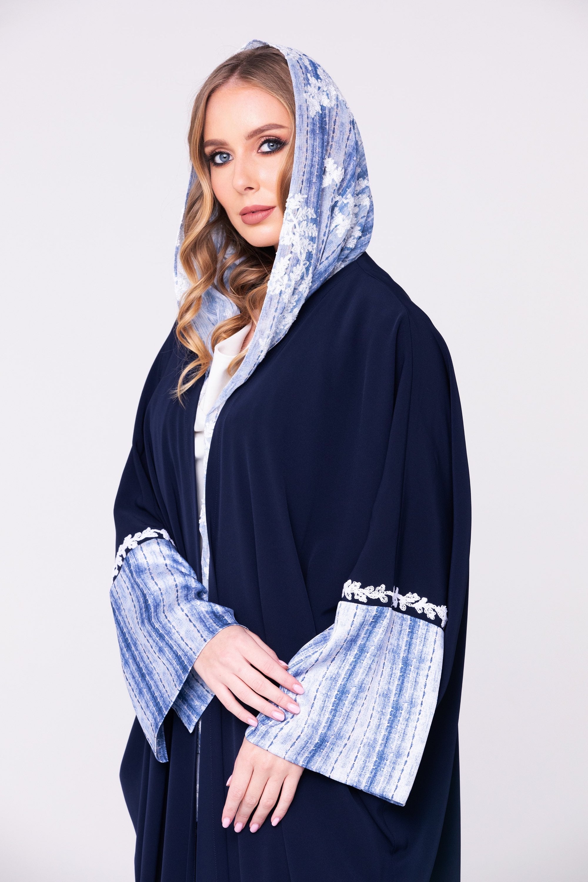 Denim Crepe Abaya image 3