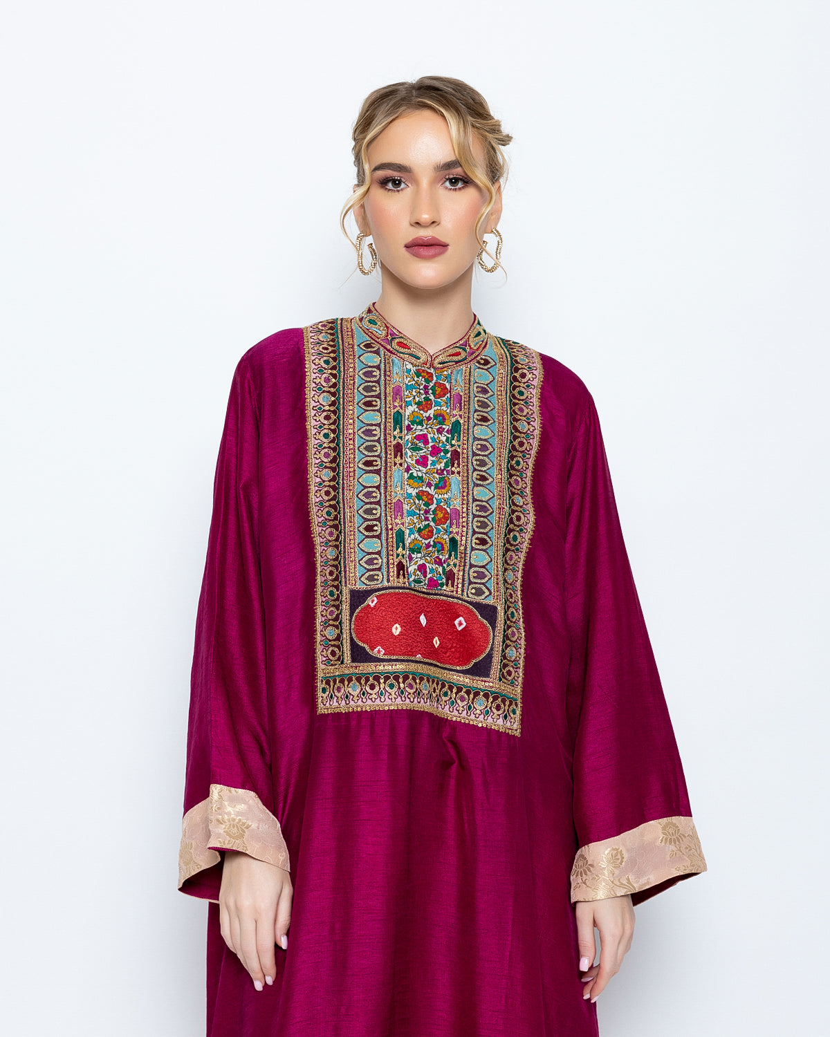 Raw Silk Embroidered Kaftan image 2