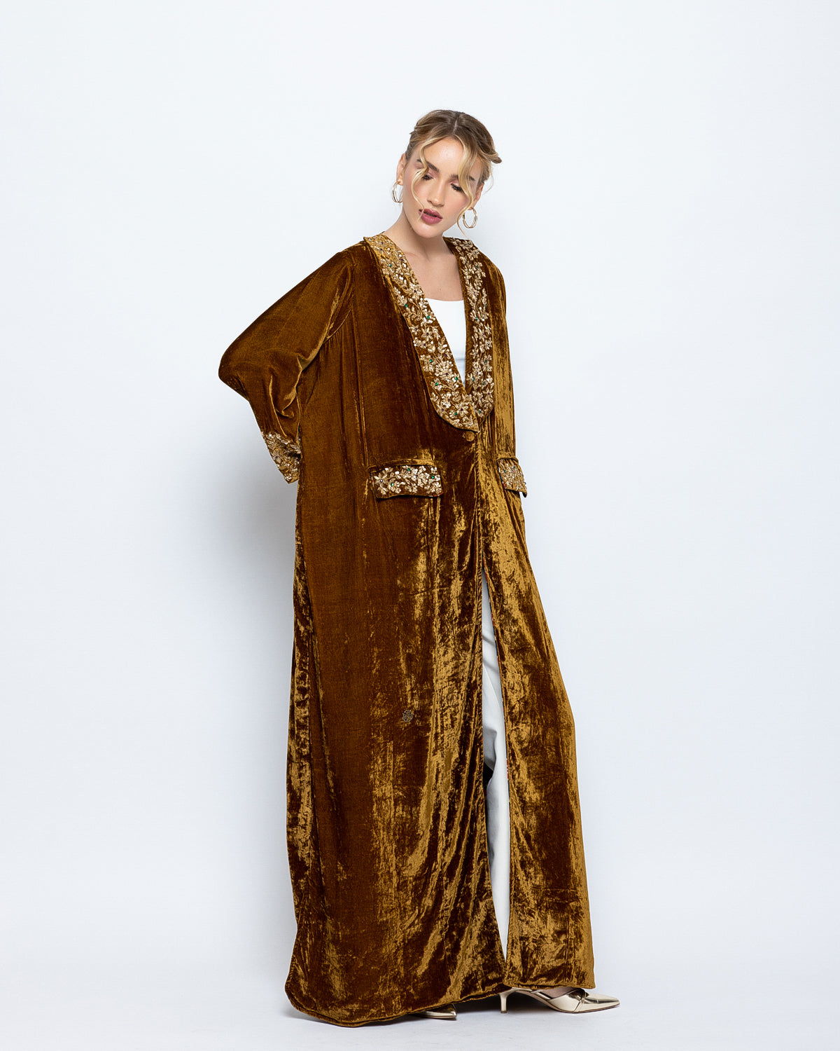 Silk Velvet Embroidered Abaya  image 2