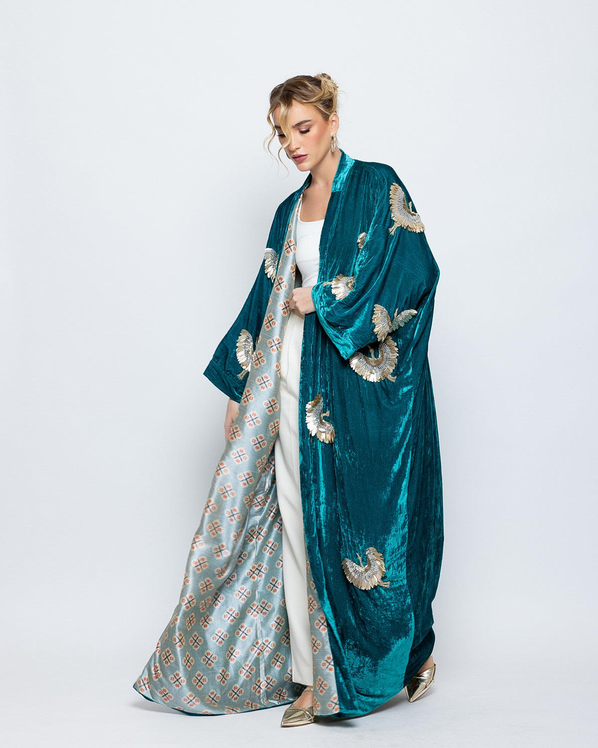 Silk Velvet Embroidered Abaya image 1