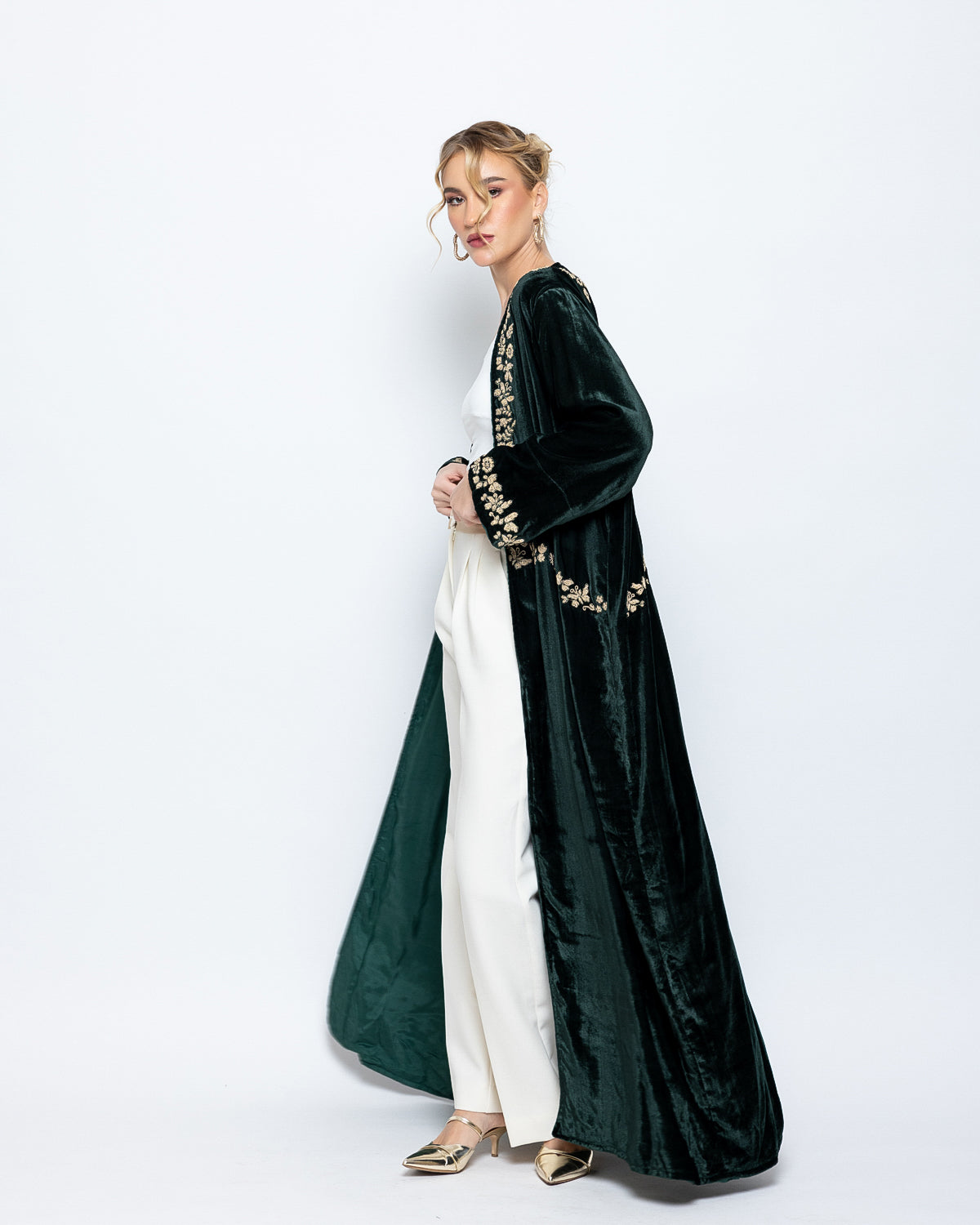 Silk Velvet Embroidered Detail Abaya image 2