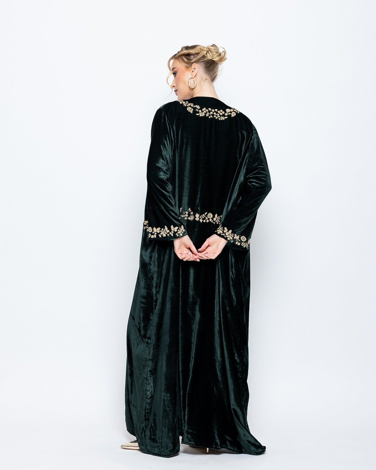 Silk Velvet Embroidered Detail Abaya image 1