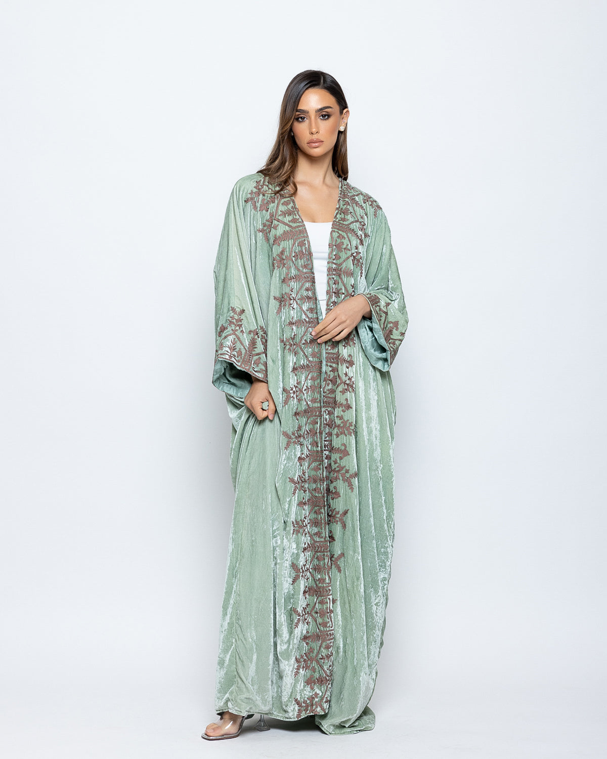 Silk Velvet Embroidered Abaya image 0