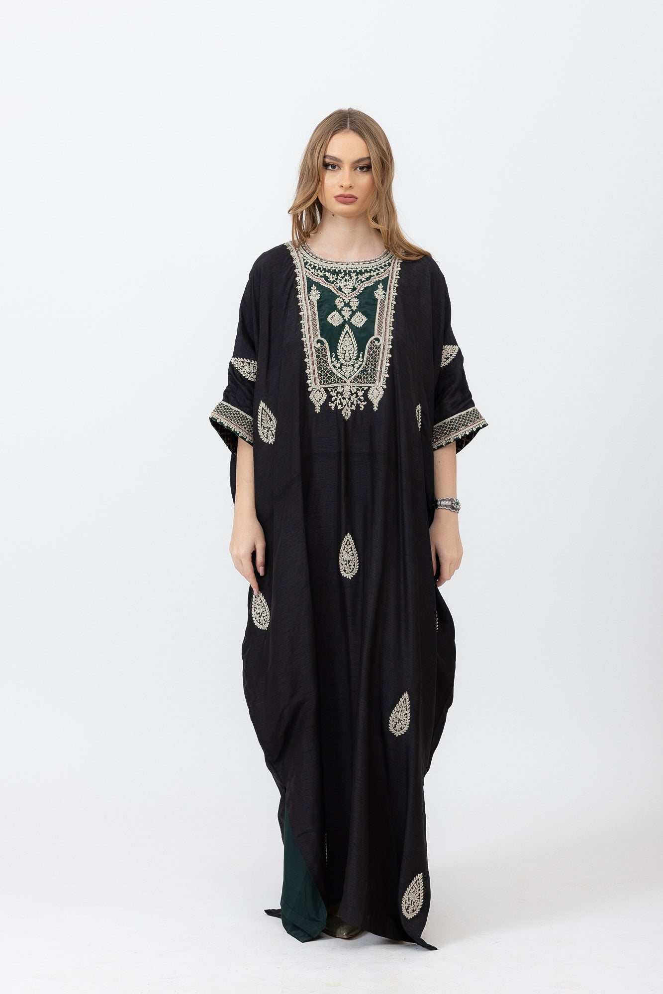 Embroidered Details Silk Kaftan image 0