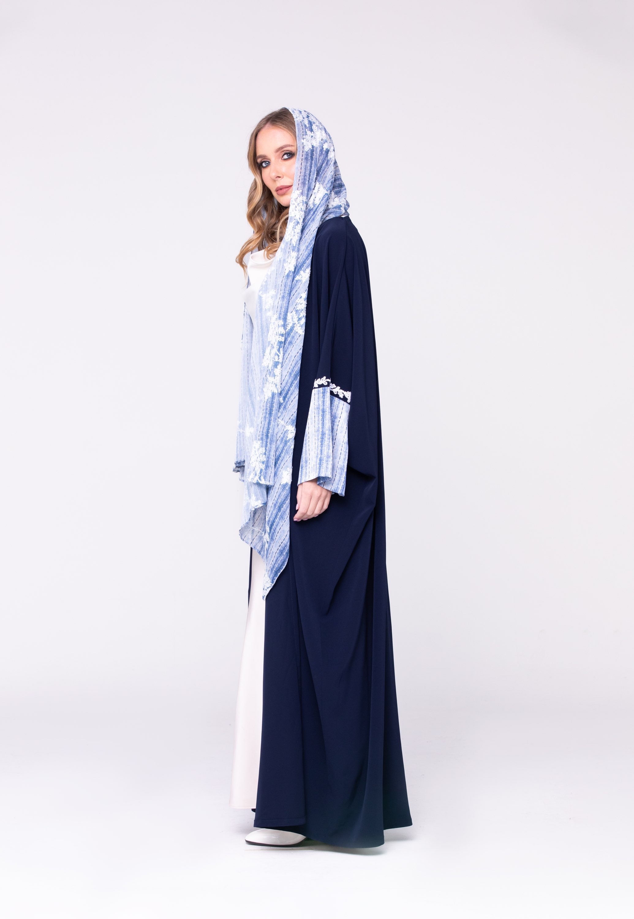 Denim Crepe Abaya image 2